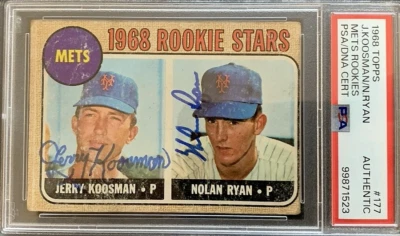 Nolan Ryan Jerry Koosman Mets Autographed 1968 Topps #177 Signed ROOKIE Card PSA - Image 1 of 4