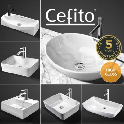 Cefito Ceramic Bathroom Basin Vanity Sink Oval Above Counter Top Mount Bowl - image 1 of 4