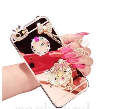 Lujosa Funda Suave Colgante Diamante Brillante Espejo Niña para iPhonex Foto 1 de 2