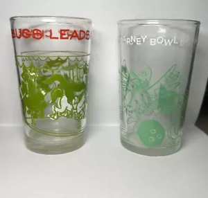 Set of 2 Character Juice Glasses VTG 70s Flintstones Looney Tunes - Picture 1 of 5