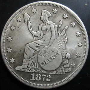 Moneda conmemorativa de dólar de plata libertad sentada de 1872 de 2 piezas monedas de colección - Imagen 1 de 6
