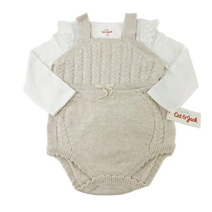 Cat & Jack Baby Girl Size 24M 2 PC Set Outfit Top & Knit Bodysuit Oatmeal - Picture 1 of 8
