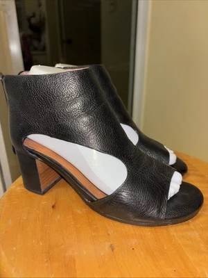 Sandalias de Tacón Gentle Souls Kenneth Cole Roan Talla 6.5 M Cuero Puntera Abierta Negra Foto 1 de 4