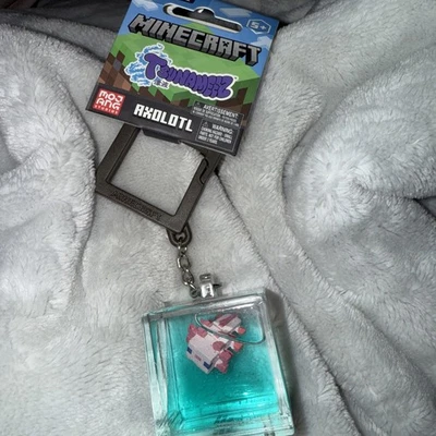 Minecraft Tsunameez Axolotl Acrylic Keychain Water Cube - Image 1 of 3