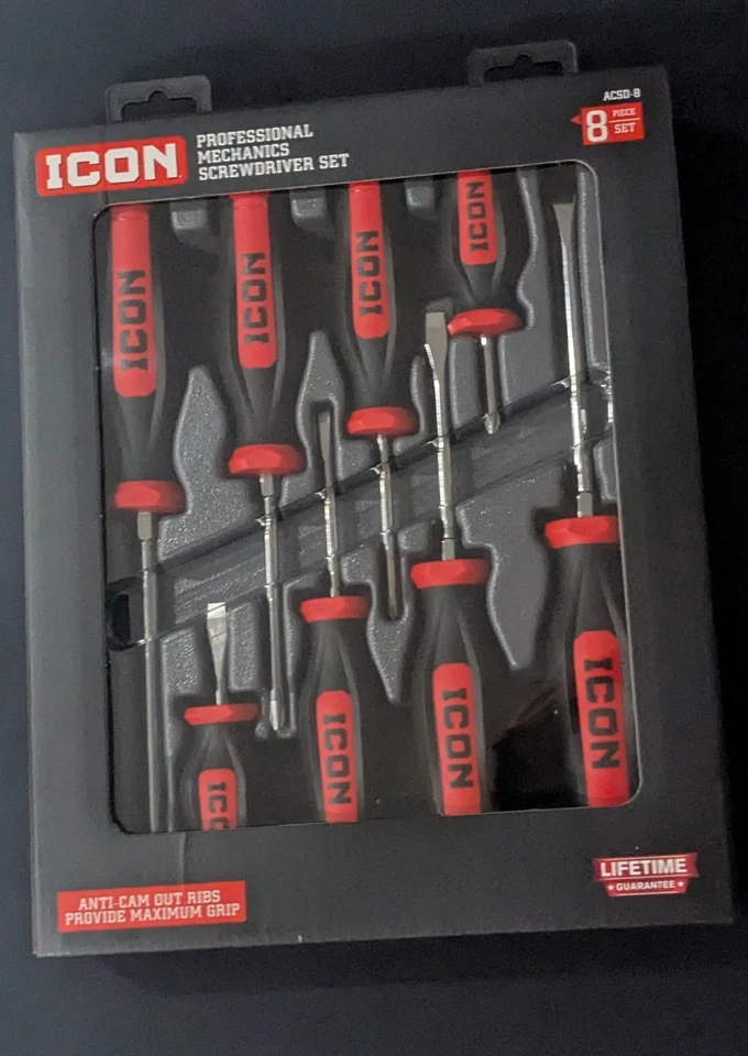 ICON Professional Mechanic’s Screwdriver Set Alloy Steel ACSD-8 70309