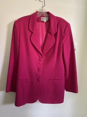 Chaqueta Blazer Bloomingdales Vintage Fucsia Rosa Caliente Talla 6 100% Lana Años 80’s 90’s Foto 1 de 4