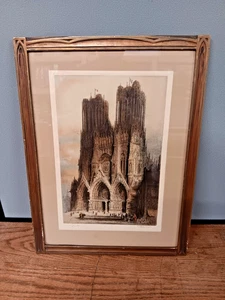 Farbradierung Nachweis der Kathedrale von Reims (Westfront) von James Alphege Brewer - Bild 1 von 12