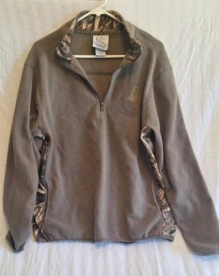 Chaqueta de Caza Ducks Unlimited Olive Mossy Oak Camuflada 1/4 Cremallera Polar Para Hombre Grande Foto 1 de 3