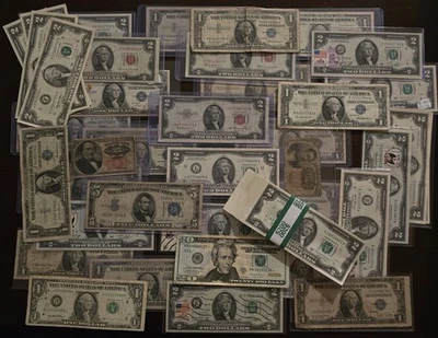 💵 Mystery US Bank Note Bill $1 $2 $5 $10 $20 Silver Cert Red Blue Seal Currency - Image 1 of 4