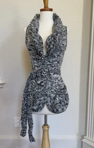 BCBG Maxazria Size S Gray Chunky Knit Belted Cardigan - Picture 1 of 7