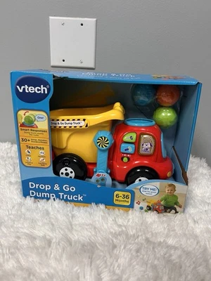 Camión de volteo VTech Drop and Go juguete de aprendizaje enseña colores números luces sonidos Foto 1 de 4
