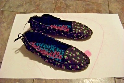 женские лоферы betsyville черная ткань фиолетовый цветок с оборками обувь размер 10 - Изображение 1 из 4