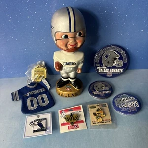 Rare Vintage 1960s NFL Dallas Cowboys Bobble Head~Gold Base~Made in Japan~+ Pins - Picture 1 of 24