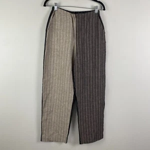 Alembika Pinstripe Flat-Front Linen Trouser Pants Size 1 (US 6-8) Gray Black - Picture 1 of 12