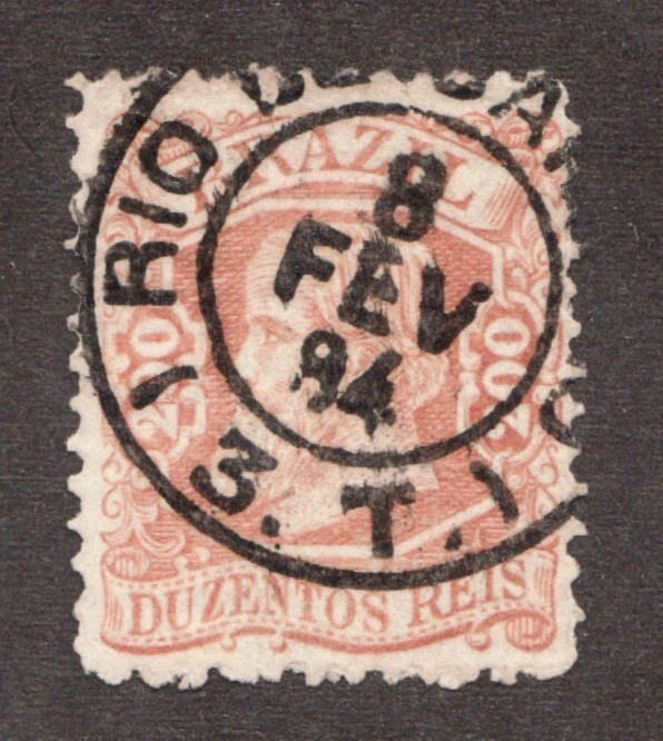 1882-84 Бразилия Sc #84 - Duzentos Reis - император Дом Педро - б/у марка Cv$30 - Изображение 1 из 1
