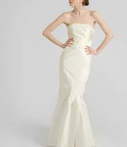 NICOLE MILLER SILK FLORAL EMBROIDERY WEDDING BRIDAL GOWN DRESS 12 - Picture 1 of 12