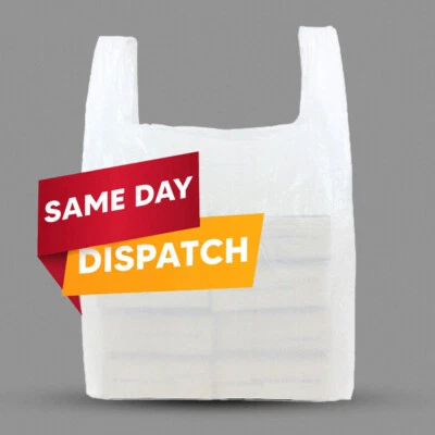 AMICOPACKAGING 1000 bolsas de transporte chaleco blanco 13 in x 19 in x 23 in para supermercado reutilizable