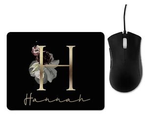 Personalised Gold Initial Mouse Mat Mouse Pad Colleague Gift Office/Girls Modern