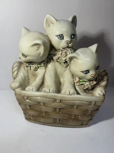 Limoges Creations Ceramic Cats In Basket - Picture 1 of 11