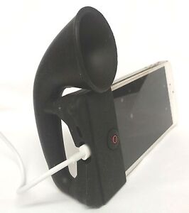 BLACK Portable Silicone Horn Amplifier Loud Speaker Desk Stand Apple iPhone 5 5S