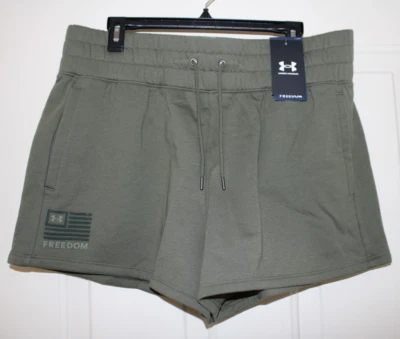 NWT Under Armour Freedom Fleece Women's XL 3" Marine OD Green Shorts  1386358 - Image 1 of 4