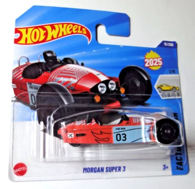 Hot Wheels - Morgan Super 3 - Roadster A Tre Ruote - Nuovo Di Fabbrica - HYX48 - Immagine 1 di 2