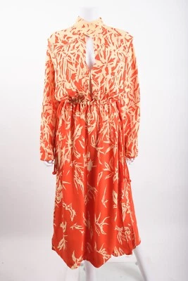 Vestido midi Proenza Schouler para mujer estampado floral degradado talla 8 manga larga naranja Foto 1 de 4