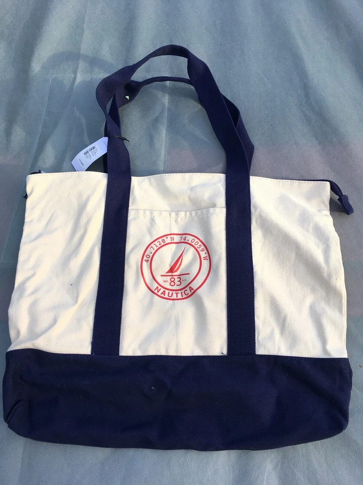 Nautica Zippered Large Canvas tote CH7097/03C with Tags