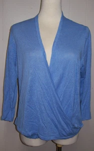 Neu mit Etikett J. Jill Wearever leichter Cardigan Pullover blau Jay gekreuzt V-Ausschnitt Medium - Bild 1 von 3