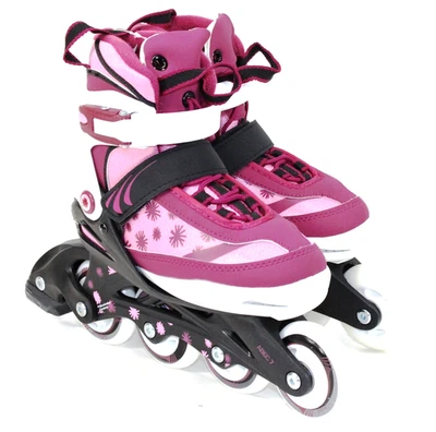 QMBASIC Trendy Mädchen Inline-Skates Kinder Inliner Rollschuhe verstellbar 33 - 37 9431