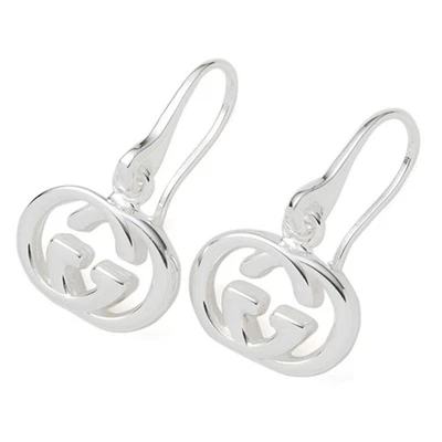 GUCCI GG Logo Stud Earrings Sterling Silver 223321 J8400 8106 Women’s Jewelry - Image 1 of 2