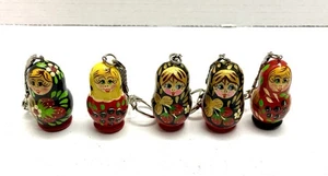 Matroschka Puppenstil handbemalt Holz Schlüsselanhänger Anhänger - 5er Set russisch - Bild 1 von 12