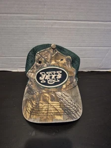 Jets Football Hat Team Cap Camo Print 47 Brand Mesh Back One Size EUC - Picture 1 of 5