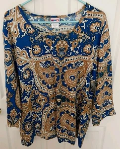 American Sweetheart Blair Women's tunic Top Round Neck 3/4 Sleeve XXL Paisley - Picture 1 of 5