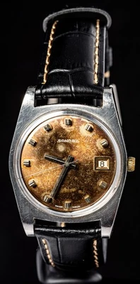 Reloj suizo vintage automático Sandoz esfera marrón para hombre AS 1903 -- Funciona Foto 1 de 4