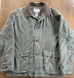 LL Bean Jacket Mens Tall XL Green Barn Chore Field Coat Lined Primaloft Vintage - Picture 1 of 11