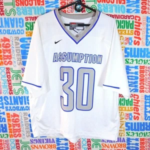 Nike Team Authentic Assumption Greyhounds Football Jersey Size XL White Blue - Picture 1 of 7