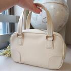 Authentic MORABITO Ivory Leather Tote Hand Bag gold hardware Women from japan