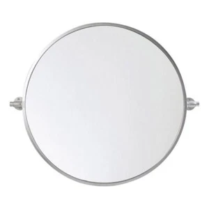 Elegant Decor Everly 24x24" Round Aluminum Pivot Mirror in Silver - Picture 1 of 8