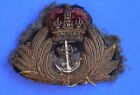 Royal Navy Officer's Bullion Cap Badge, Queen's Crown, used condition    [26551]