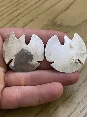 Vintage Sterling Silver 925 AH Designer Large Abstract Shaped Earrings - Image 1 of 2