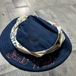 VTG 80s 90s Six Flags Print Bucket Hat Youth S Embroidered Blue - Picture 1 of 6
