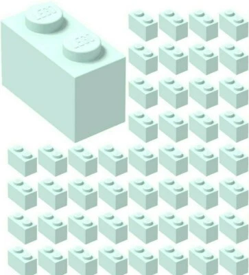 ☀️Lego x50 LIGHT AQUA 1x2 Bricks building Part Pieces Bulk Lot #3004 Blue sea  - Image 1 of 2