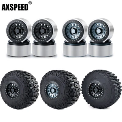 1:6 RC Rock Crawler 2.9 Inch Rubber Tires/Wheel Rim for Axial SCX6 AXI05000 Car - Image 1 of 2