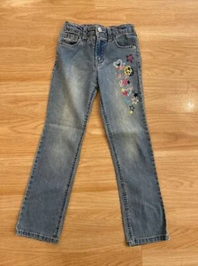 Pantalon Para Ninas Jean Vaqueros Ajustados Cherokee Estampado Paz Estrella 6X - Picture 1 of 12