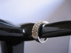 Vintage hand made silver metal artificial crystal ring (size 6 1/2) - Bild 1 von 5