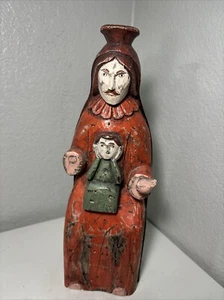 Vintage primitive Holzstatue des Heiligen Josef und Kind - Bild 1 von 8