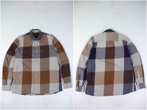 Aquascutum London Made in Portugal Beige/Blue Checkered Shirt Size L - Picture 1 of 11