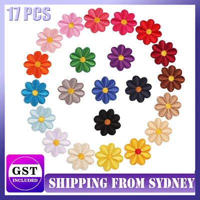 17PCS Mix Flower Iron On Embroidered Patch Cloth Applique craft sewing colourful - image 1 of 4