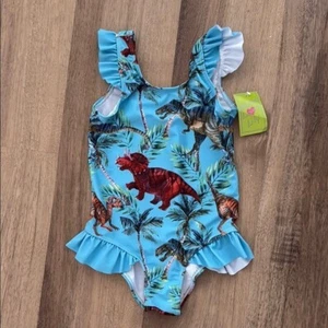 NWT Millie Loves Lilly Dinosaur Ruffle one piece Swimsuit Blue 6 - Picture 1 of 4